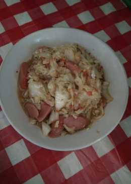 Tumis sawi putih dan sosis