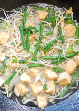 Tumis toge, tahu, kacang panjang