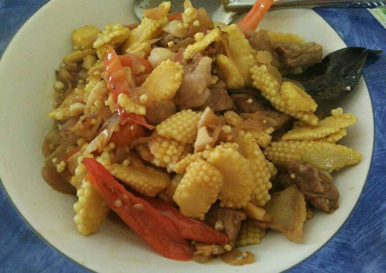 resep masakan Oseng baby corn tetelan sapi