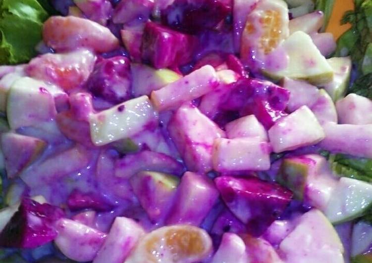 resep makanan Salad mix yogurt n dominan buah naga