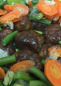 Beef ball steak teriyaki