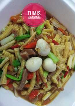 Tumis jagung muda with saos tiram