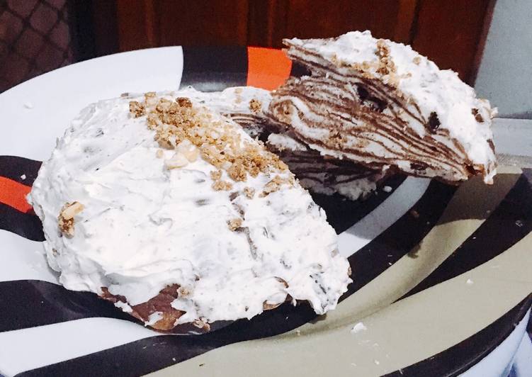 resep masakan Choco Mille Crepe Oreo Cream