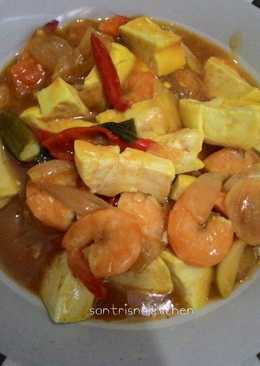 Tumis udang tahu bumbu Merah