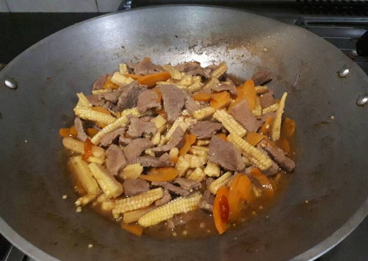 resep masakan Oseng Daging Sapi - Jagung Muda ala kadarnya