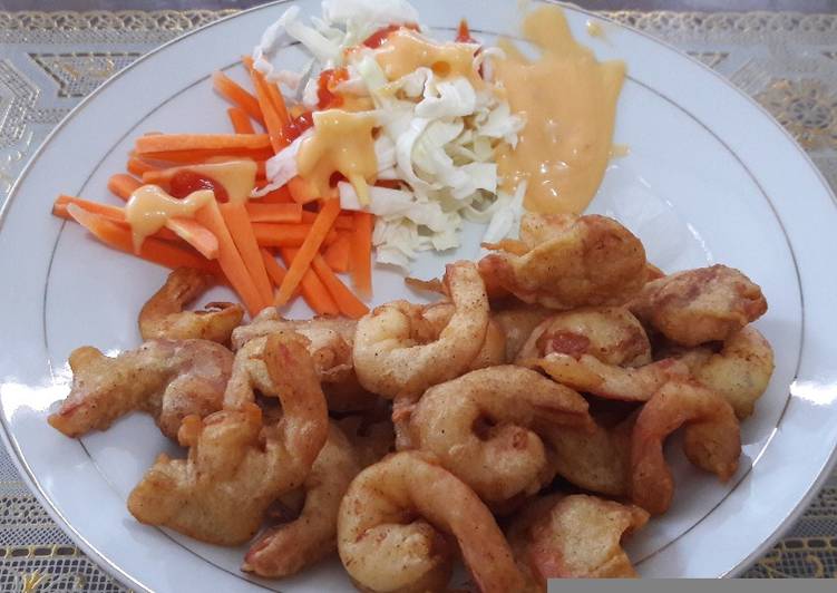 resep masakan Udang goreng tepung mayones  n salad