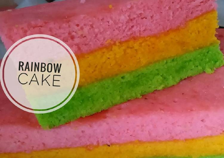 cara membuat Rainbow cake