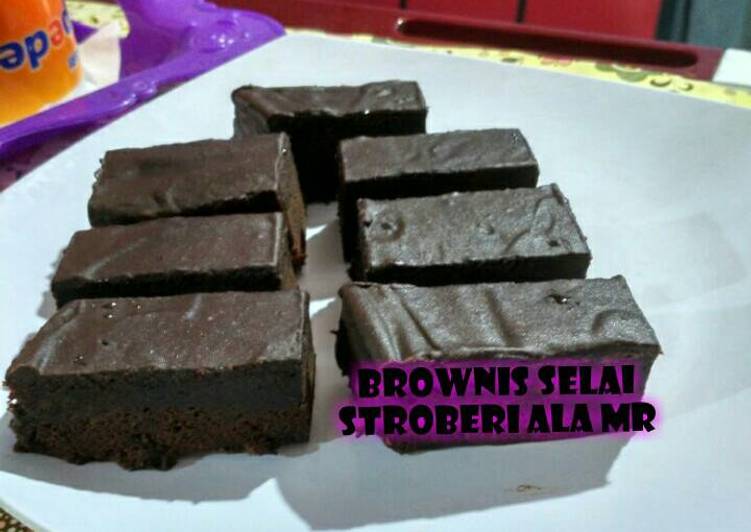 resep Brownis seLai stroberi ala MR