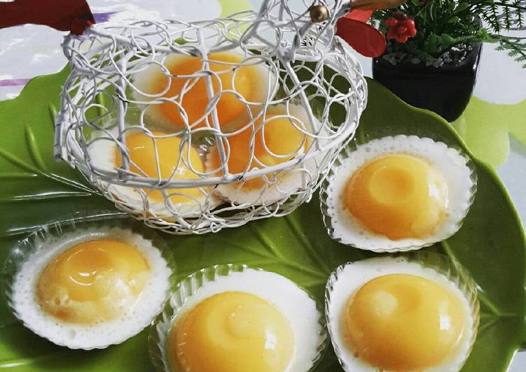 resep lengkap untuk Puding telor ceplok mangga santan