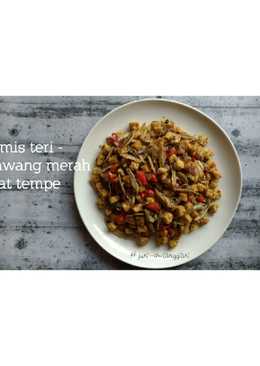 Tumis teri bawang merah feat tempe