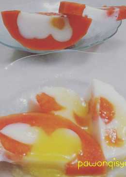 Puding pepaya dengan vla mangga