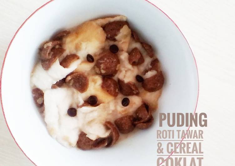 gambar untuk cara membuat Puding Roti Tawar & Cereal Coklat (no bake-no kukus)