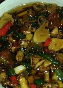 Cumi asin cabe ijo campur pete