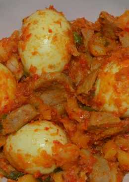 Telur kentang balado dan bakso pedes gila ð'¹