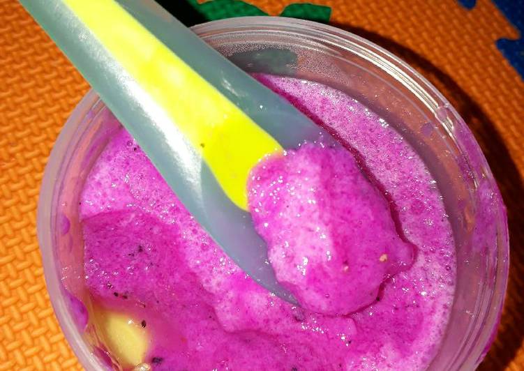 bahan dan cara membuat Puding dragon fruit #mpasi10bulan