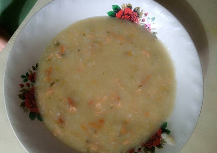 gambar untuk resep makanan Bubur tim salmon keju