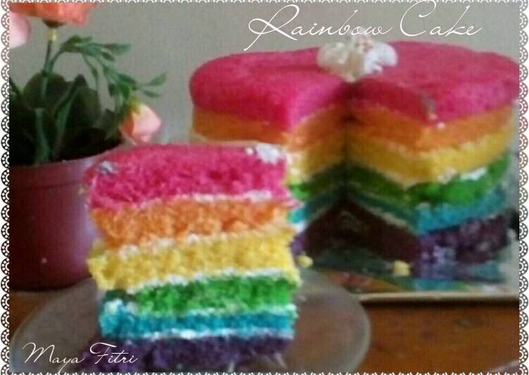 bahan dan cara membuat Rainbow Cake Kukus Ny. Liem (selembut kapas) ????