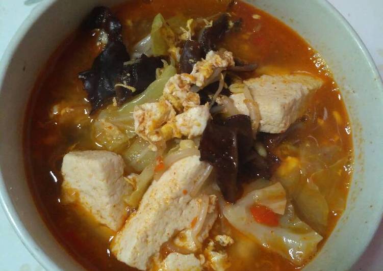 resep lengkap untuk Sundubu jjigae(sup tahu pedas korea)