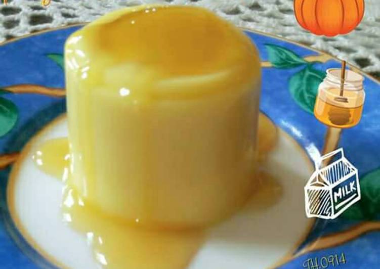 cara membuat Puding Kabocha Saus Madu Lemon (Snack 1y+)