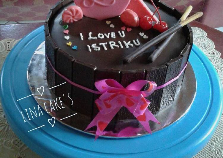 cara membuat Birthdaycake, full coklat