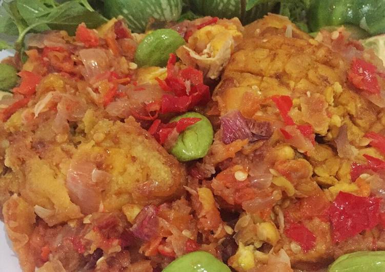 Hasil gambar untuk tempe geprek teri