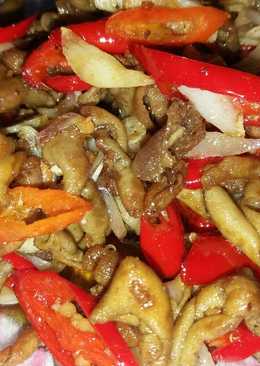 Tumis usus ayam pedas