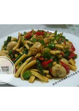 Tumis jagung muda telur puyuh sosis