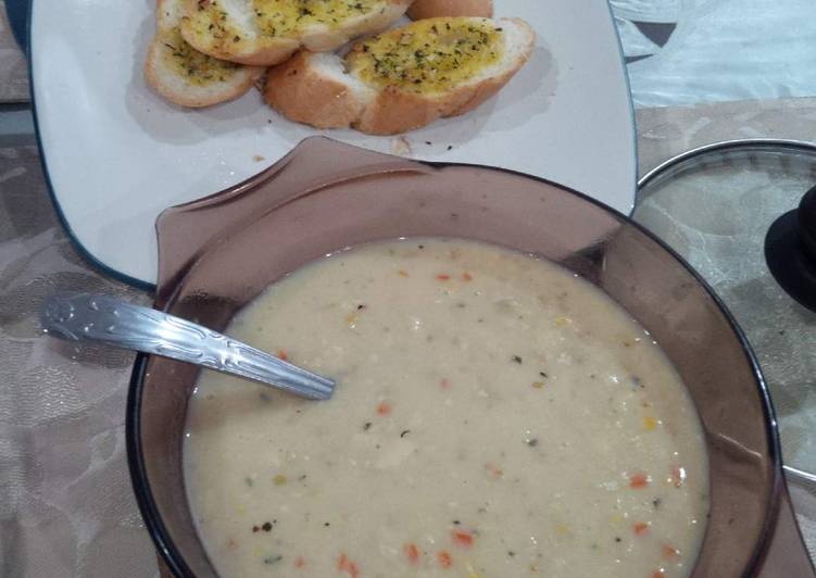 resep Cream Soup & Garlic Bread