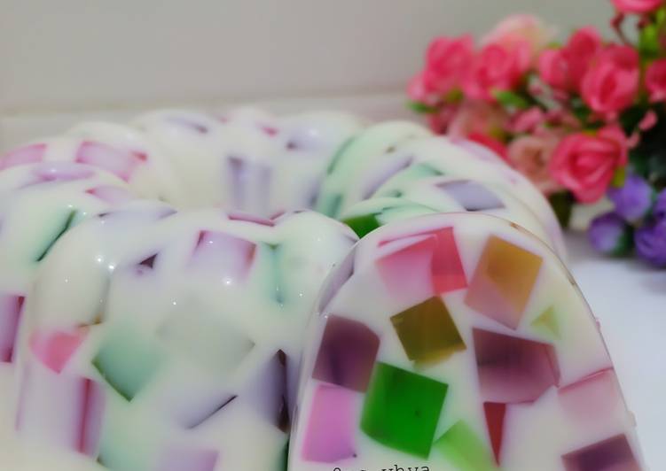 resep Puding susu mozaik