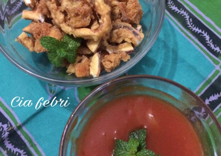 gambar untuk cara membuat Cumi goreng tepung saus asam manis ala fe'