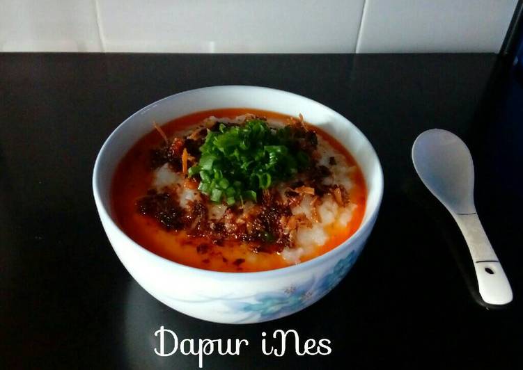 cara membuat Bubur ikan Teri pedas