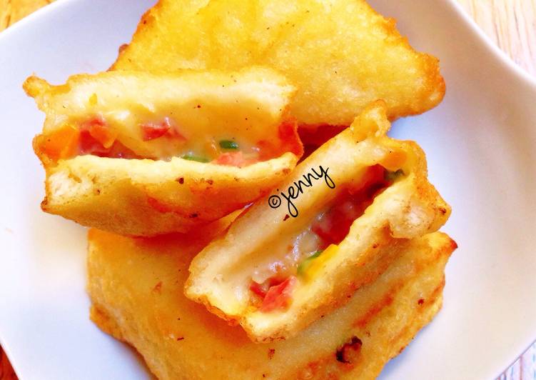 resep Roti Tawar Goreng Isi Rougut Smoked Beef Keju