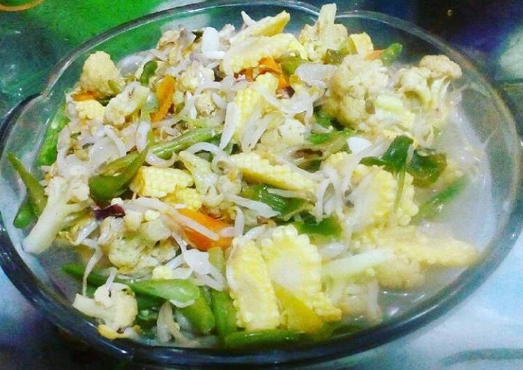 Tumis jagung muda, toge dan buncis
