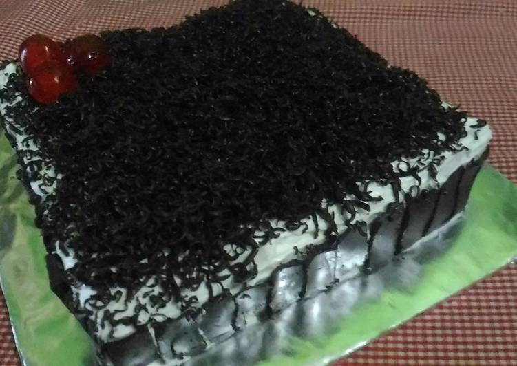 gambar untuk resep Blackforest tanpa timbangan takaran sdm di mix jadi 1 anti gagal