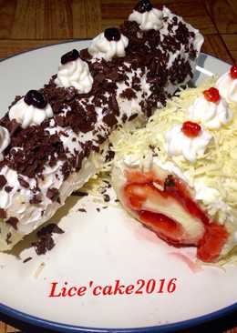 Roll cake strawberry cheese VS blueberry chocolate (bolu gulung putih telur)