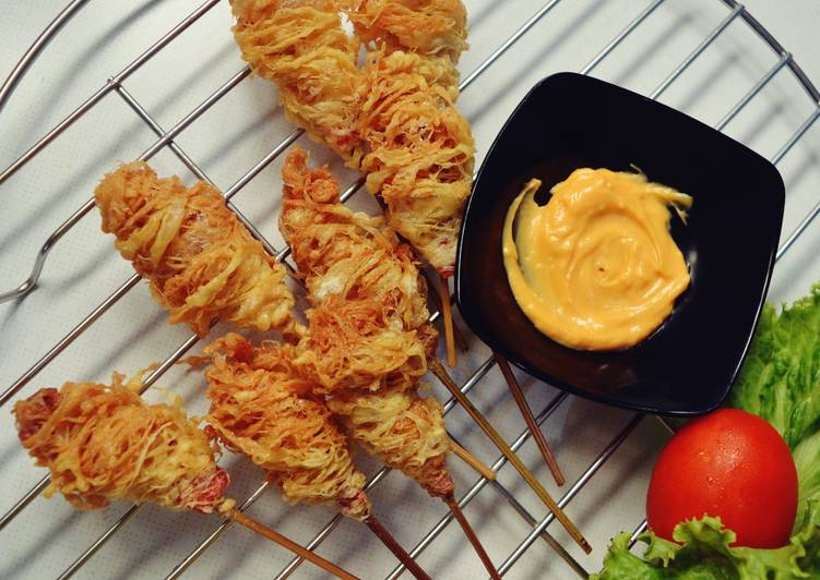 gambar untuk resep makanan Sate Telur Gulung Crispy Ekonomis Isi Sosis | 1 Resep Jadi 24pcs