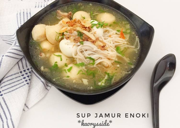 resep lengkap untuk Sup Jamur Enoki (#postingrame2_sop)
