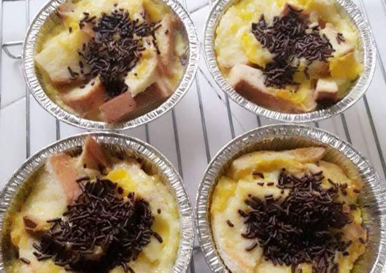 resep Puding roti panggang(aroma kayu manis)