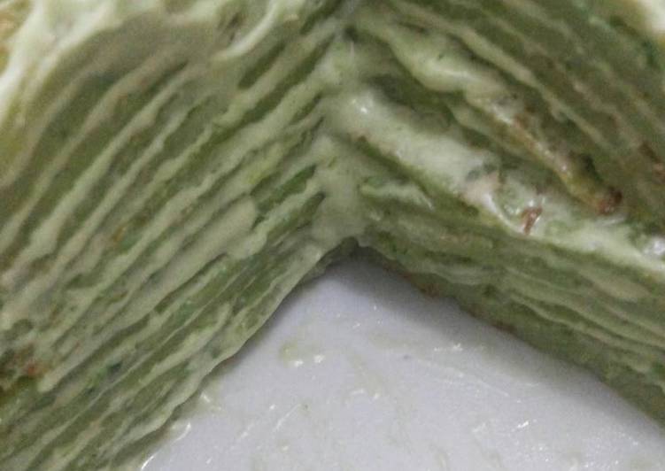 bahan dan cara membuat Mile Crepes Greentea