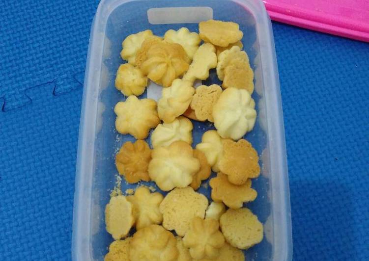 resep Butter cookies simple (eggless)