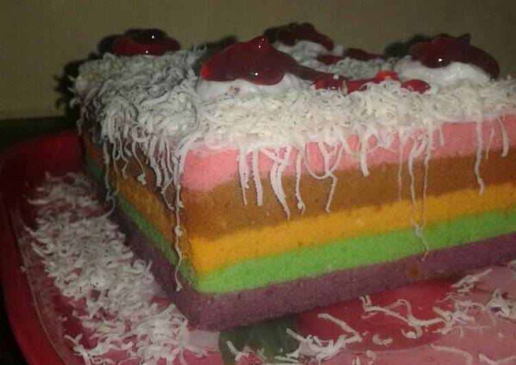 resep Steamed Rainbow cake