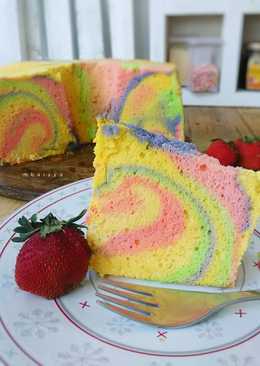 Rainbow White Eggs Chiffon Cake
