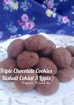 Triple Chocolate Cookies (Biskuit Coklat 3 Lapis)