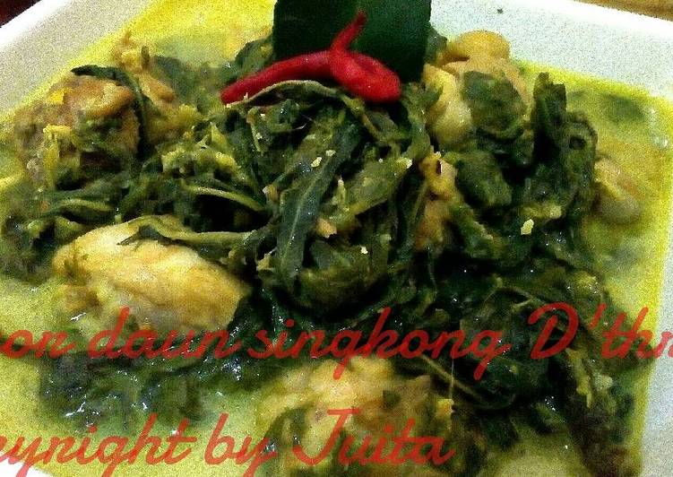 resep lengkap untuk Opor ayam daun singkong