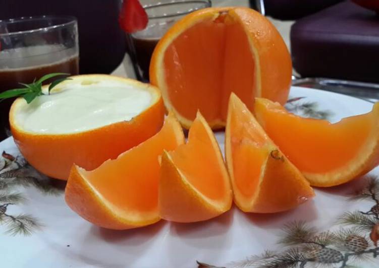 resep Fresh Orange Puding with Vanila Vla