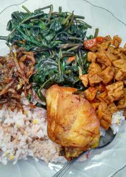 Tumis Kangkung Terasi + Tahu Kecap + Ayam Goreng + Sambel Teri