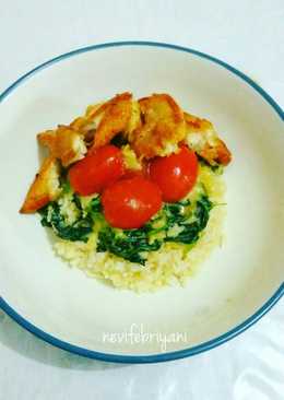 Grilled Chicken with creamy spinach and rice