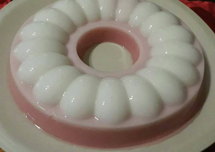 bahan dan cara membuat Puding Baby Pink ala Dek Naura #bantumantenbaru