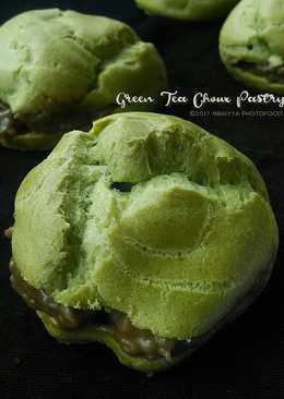 Green Tea Choux Pastry with Almond Chocolate Vla