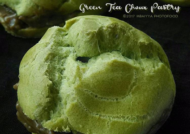 resep makanan Green Tea Choux Pastry with Almond Chocolate Vla